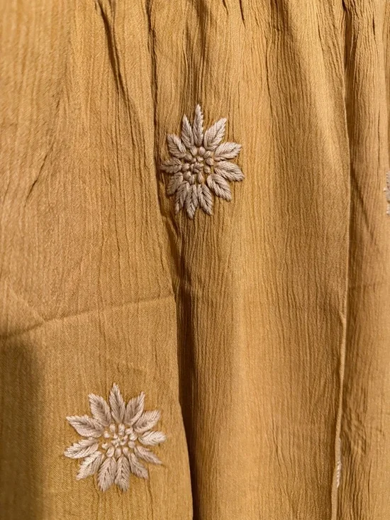 Sacred Threads Mustard Yellow Embroidered Sleeveless Tunic Dress - Picture 7 of 9